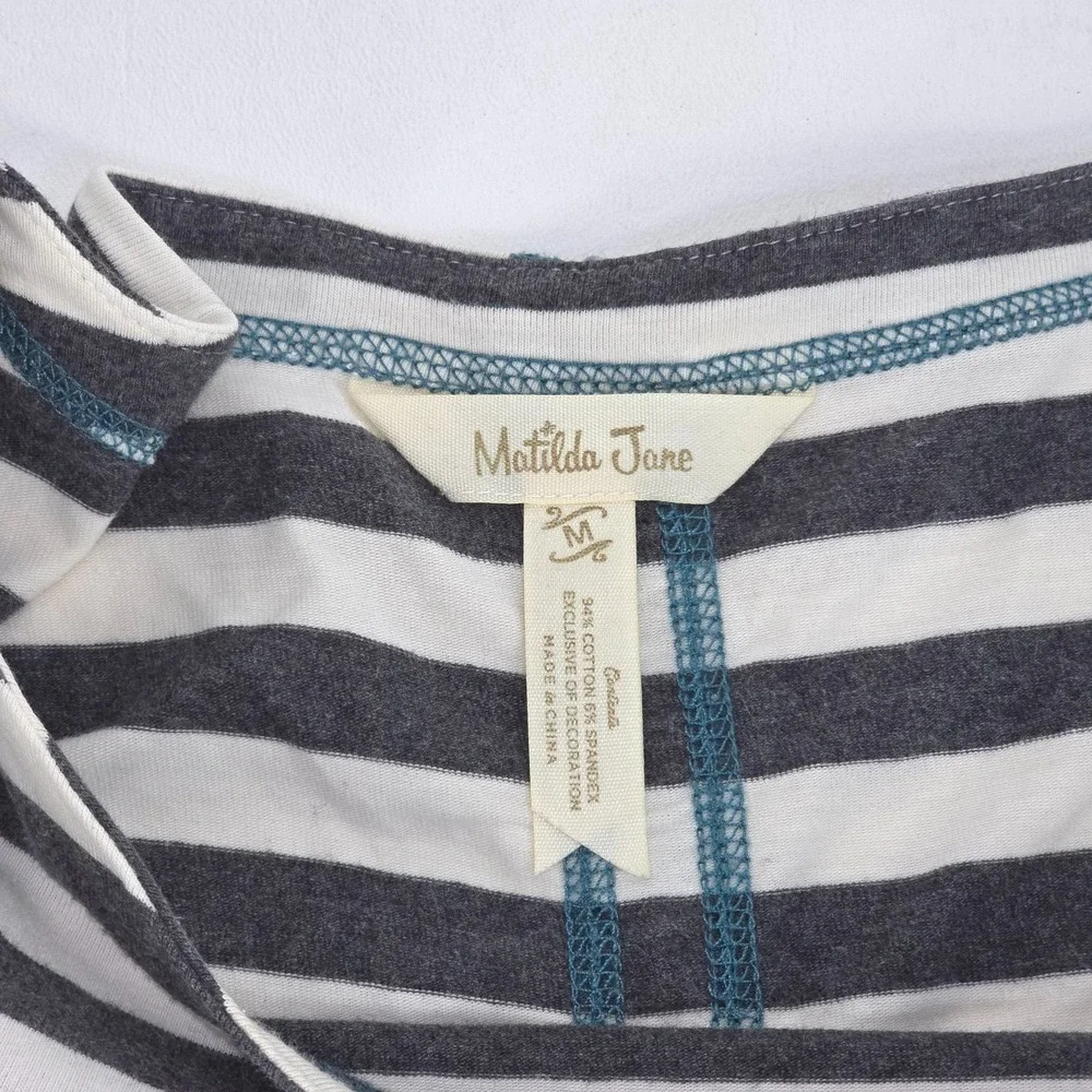 Matilda Jane Just Imagine Marcelle Boat Neck Womens Medium Striped Nautical Cozy
